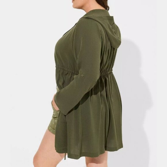 Plus-size Gauze Hooded Kimono by Torrid, green, size 3x - Picture 5 of 7